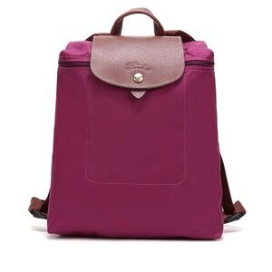 NWT Longchamp Le Pliage Small Backpack Magenta Purple and Brown